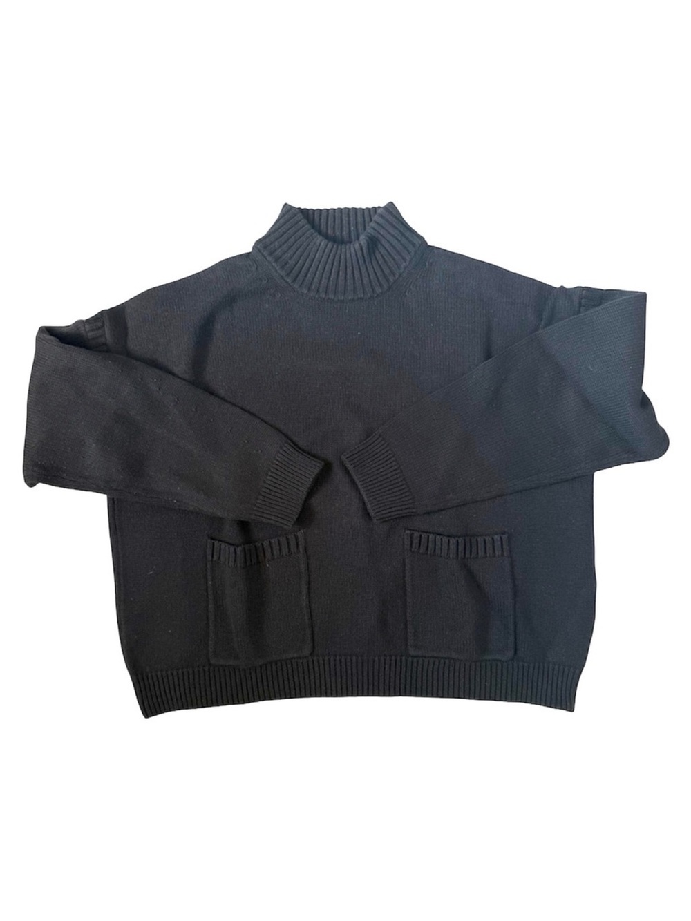 J.Crew Cotton Cashmere Mockneck Sweater Black Medium Like New - Picture 6 of 6